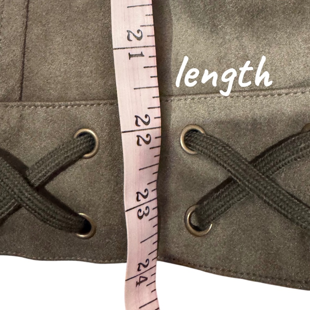 ADORE Olive faux suede lace-up zip jacket grommet detail size XL - Picture 7 of 7